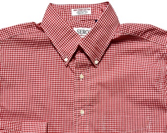 Vintage USA Made SERO SHIRTMAKERS Button-Down Shirt ~ 16 - 34 (M to L) ~ Cotton Poplin ~ Gingham Plaid