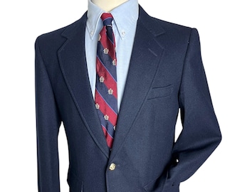 Vintage 1980s Wool Flannel Navy Blazer ~ 36 bis 38 R ~ Jacke / Sportjacke ~ Goldknöpfe ~ Preppy / Ivy Style / Trad