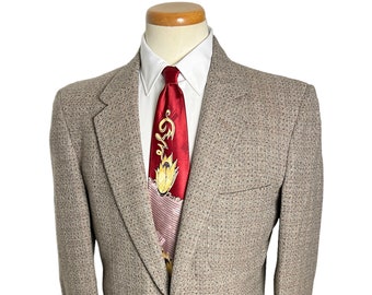 Vintage 1950s ATOMIC FLECK Wool Rockabilly Sport Coat ~ tamaño 38 a 40 R ~ blazer / chaqueta ~ Donegal Tweed ~ Elvis ~ VLV ~ Bolsillos de parche