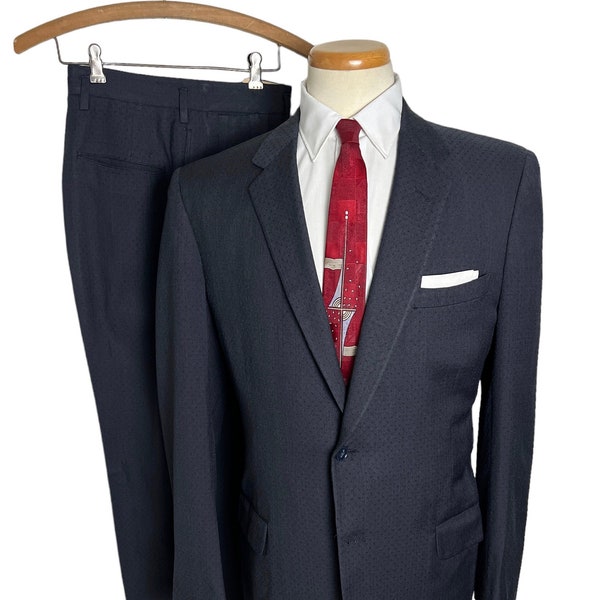 Vintage 1950s Marshall Field ATOMIC ERA 2pc Wool Suit ~ 38 Long ~ jacket / drop loop pants ~ Rockabilly ~