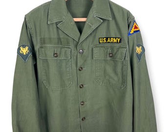 トップス U.S. MARINE CORPS 60s USMC Vintage 1960s OG-107 US Marine Corps Utility Shirt ~ Fits M