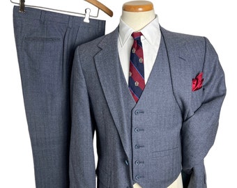 Vintage NINO CERRUTI Wool Flannel 3pc Pinstripe Suit ~ 36 R ~ vest / waistcoat ~ pants / jacket / sport coat ~ Preppy / Ivy / Trad