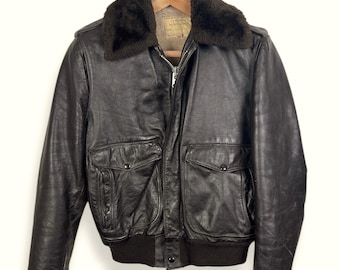 SCHOTT A-2 Flight Jacket 1980s . Leather Bomber Aviation