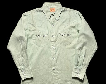 Vintage 1950s Gold Star SANFORIZED Sawtooth Western Shirt ~ size M ~ Cowboy ~ Rockabilly ~ Pearl Snap ~ Atomic ~