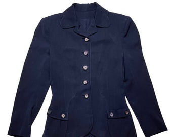Vintage 1950s Women's FORSTMANN Wool Gabardine Jacket ~ XS ~ Blazer / Sport Coat ~ Art Deco ~