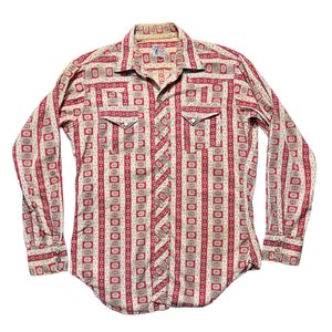 Vintage 1950s/1960s LEVI'S SADDLEMAN Sanforized Western Shirt size M Cowboy Rockabilly Snap Authentic Western Wear image 1