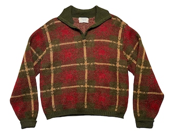 Vintage 1960s PURITAN "Citation Club" Mohair Sweater ~ size 42 (L) ~ Preppy / Ivy League / Trad / Mod ~ V-Neck / Collared ~ Pullover