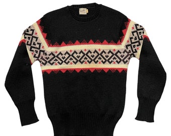Vintage 1950s KANDAHAR Wool Sweater ~ size S ~ Fair Isle