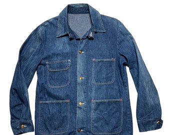 Vintage 1960s WRANGLER Blue Bell Denim Chore Jacket ~ size 38 ~ Work Coat ~ Farm / Barn ~ Sanforized ~ Faded