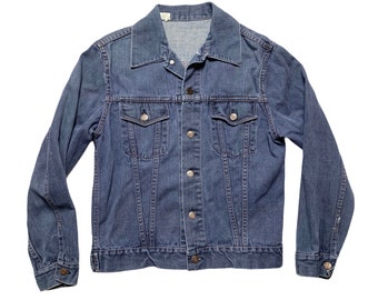Vintage 1970s Faded Indigo Denim Jacket ~ size S ~ Type 3 Style / Trucker ~ 70s Jean Jacket