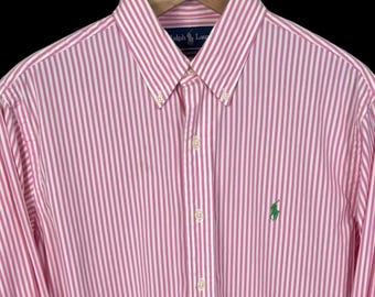 Vintage 90s Polo Ralph Lauren Candy Striped Oxford Shirt, L