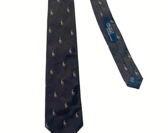 Cravate en soie POLO RALPH LAUREN vintage des années 1980 ~ Club / Poney / Logo ~ Repp Stripe ~ Preppy / Ivy Style / Trad ~ Cravate