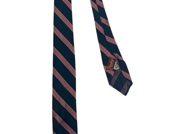 Cravate vintage des années 1950/60 PENNLEIGH en soie à rayures repppy ~ preppy / lierre / trad ~ cravate ~ noir / rose ~ régimentaire