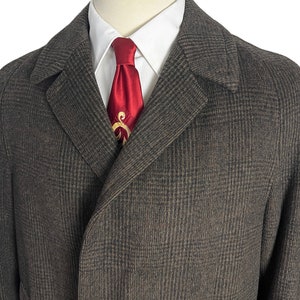 Vintage Wool Flannel BALMACAAN Overcoat size 40 Trench Coat / Topcoat Glen Plaid image 2