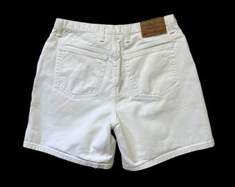 Vintage 1990s Women's EDDIE BAUER White Denim Jean Shorts ~ measure 30.5 Waist ~ Mom Jeans ~ 30 / 31