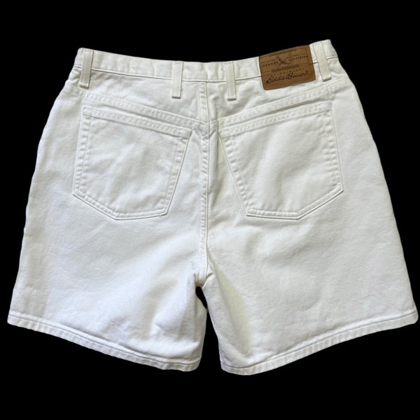 Vintage 1990s Women's EDDIE BAUER White Denim Jean Shorts ~ measure 30.5 Waist ~ Mom Jeans ~ 30 / 31