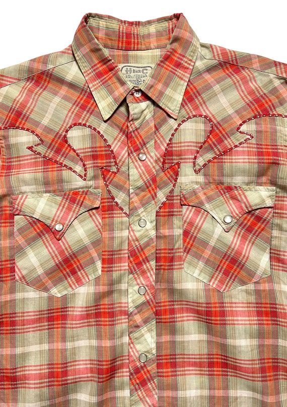 Vintage 1960s H BAR C Western Shirt ~ fits S to M 