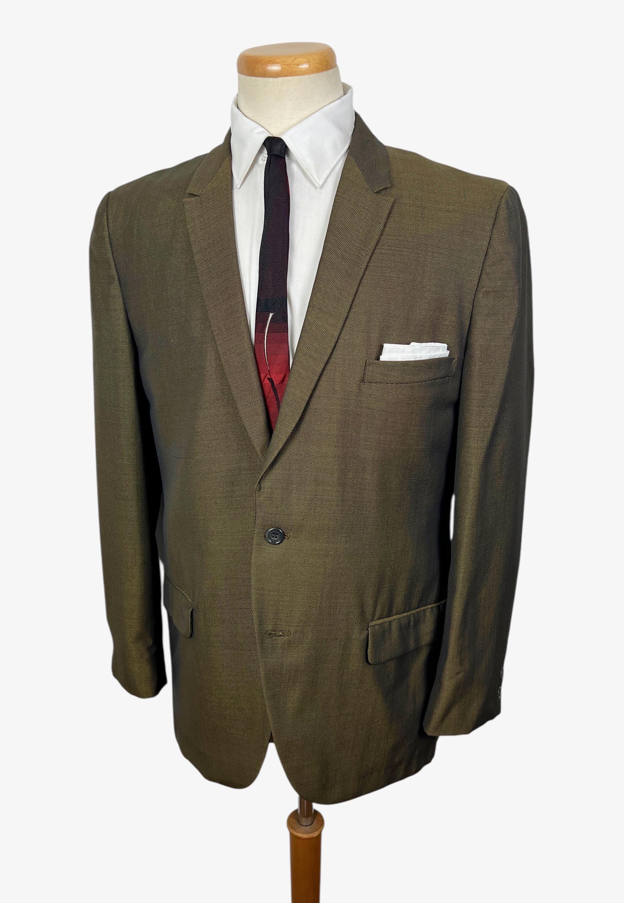Vintage 1960s Curlee Clothes SHARKSKIN Sack Jacket ~ size 40 R ~ Sport Coat / Blazer ~ Rockabilly / Mod