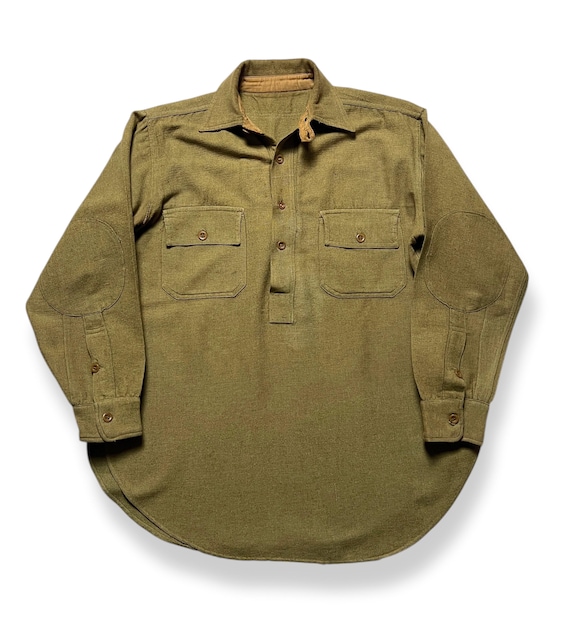 Vintage 1910s/1920s Wool Flannel Popover Shirt ~ M to L ~ 10s
