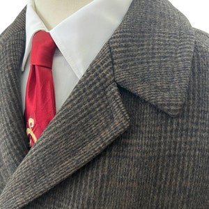 Vintage Wool Flannel BALMACAAN Overcoat size 40 Trench Coat / Topcoat Glen Plaid image 3