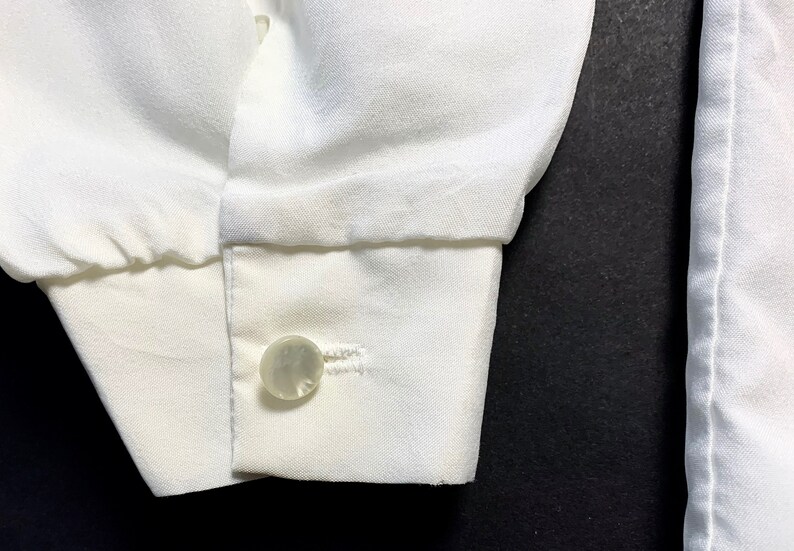 Vintage Women/'s Button-Up Shirt ~ size M to L ~ Basic Minimalist ~ Blouse ~ Tuxedo Tux ~ Ann Chabrol