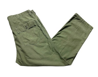 Vintage 1960s US Army OG-107 Cotton Field Trousers / Pants ~ Extra Large / XL ~ measure 38 Waist ~ Vietnam War ~ Button-Fly ~