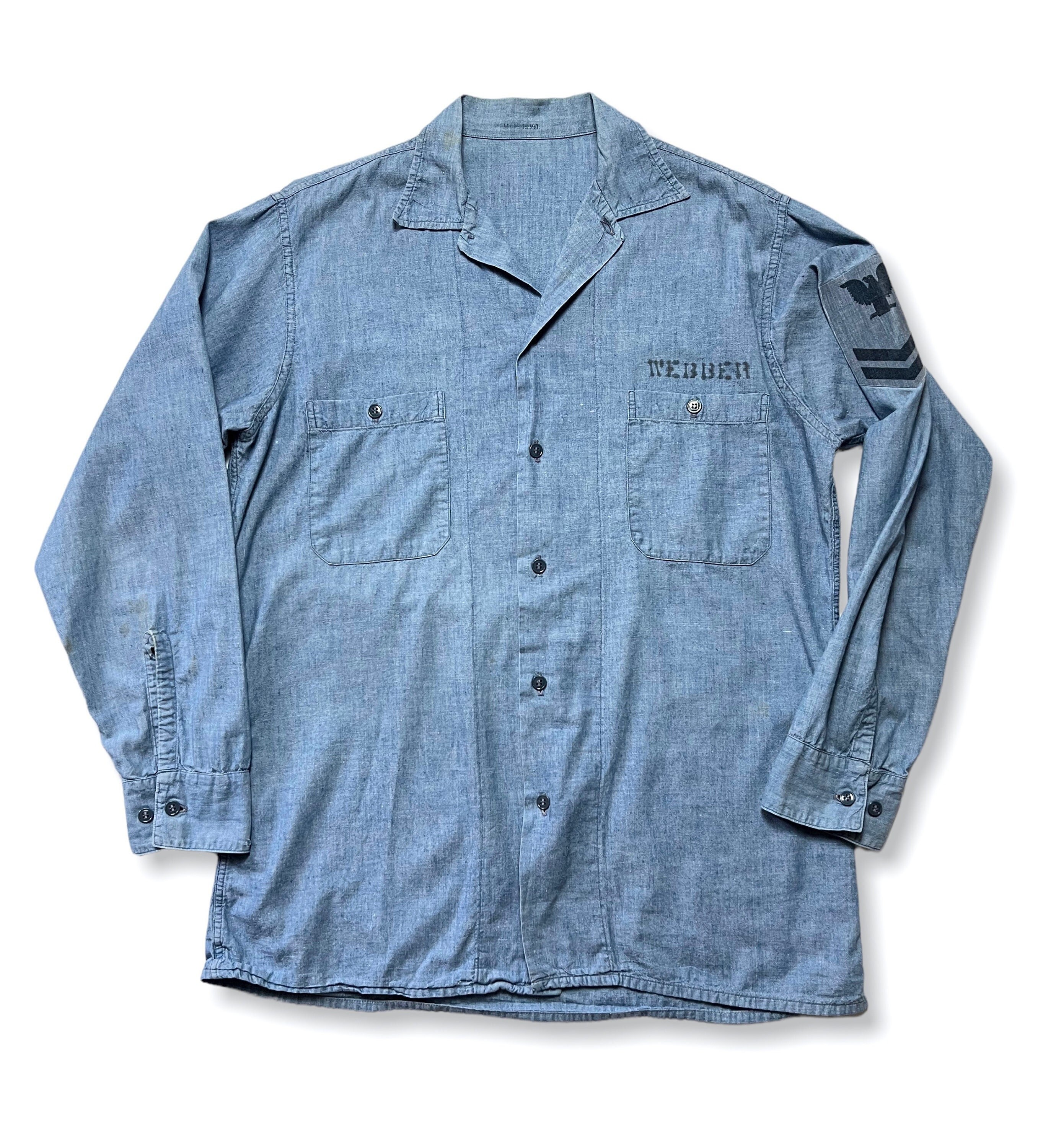 Vintage 1950s/1960s US Navy Chambray Uniform Shirt Size M - Etsy