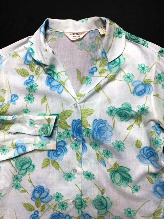 Euro vintage(ヨーロッパヴィンテージ) 60's~ Blueflower_flower print round collar blouse with ribbon バックリボン付き花柄丸襟シャツブラウス Euro vintage(ヨーロッパヴィンテージ) 60's~ Blueflower_flower