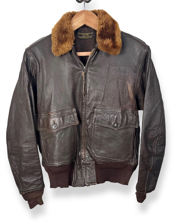 ★★てっちん★★ヴィンテージU.S NAVY G-1ジャケットUSN レア Vintage 1950s US NAVY G-1 Leather Flight Jacket ~ Size 38 ~ Bomber