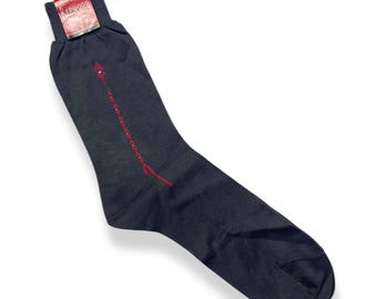 Neu w/ Etikett ~ Vintage 1930s/1940s REDWOOD HOSIERY Kleidersocken ~ Mercerisiertes Baumwollband ~ Art Deco ~ Deadstock / NOS