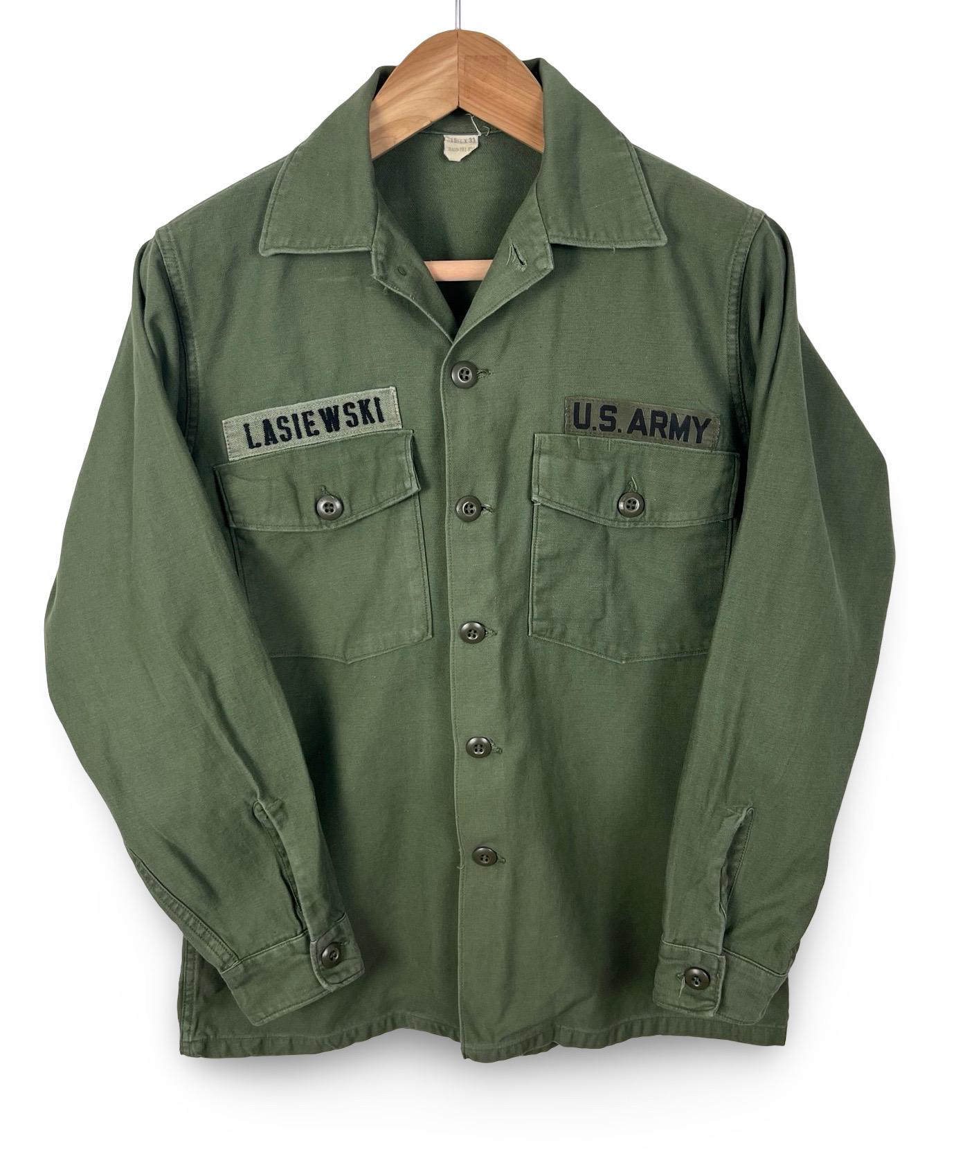Vintage 1960s OG-107 US Army Utility Shirt ~ Fits M ~ Military