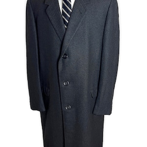 Vintage 1950s KUPPENHEIMER Wool Tweed Overcoat size 46 Long / Extra Large Trench Coat Herringbone Union Made image 5
