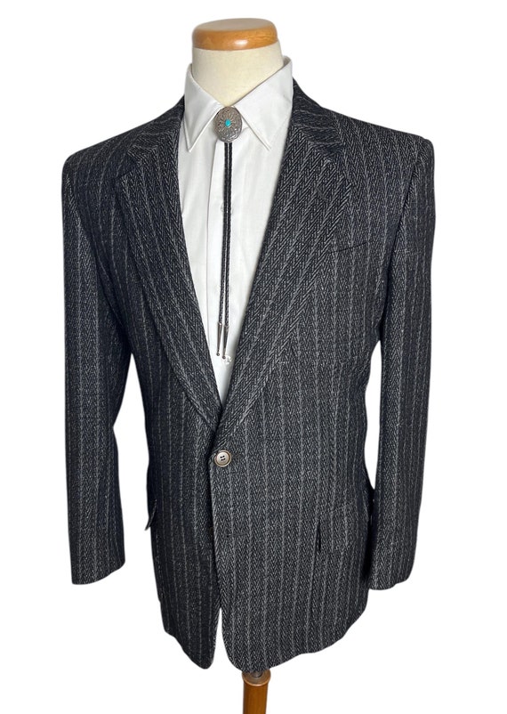 ジャケット・アウター 80s GIORGIO ARMANI wool/linen jacket BLK Giorgio Armani Blazer VTG 80s 90s Black Wool 3 Button Neiman