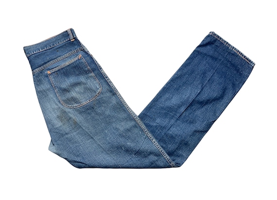 Vintage 1940s TUFFIES Out of the West Jeans ~ 32.5 X 34 ~ Patched