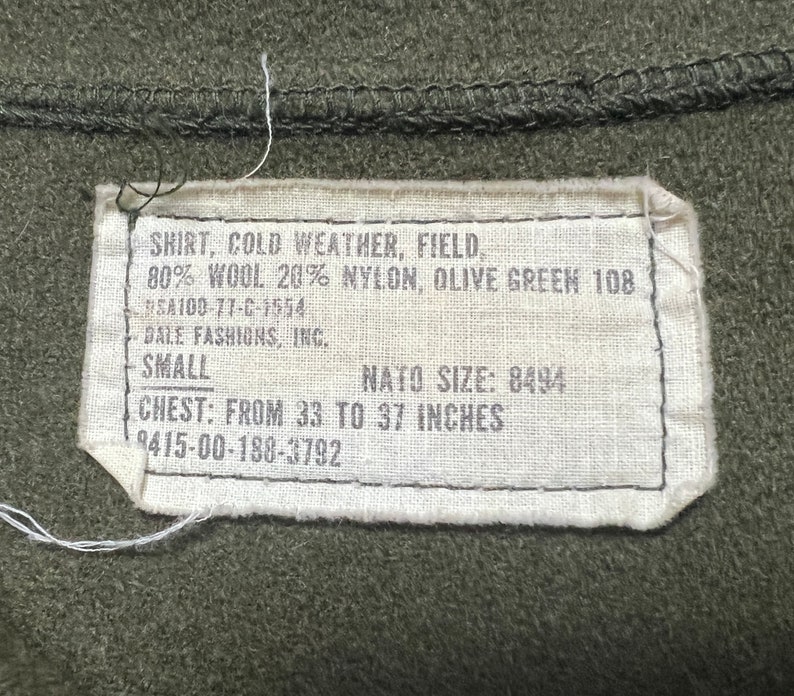 Vintage 1970s M-1951 US Army Wool Field Shirt ~ Size S ~ Jacket ...