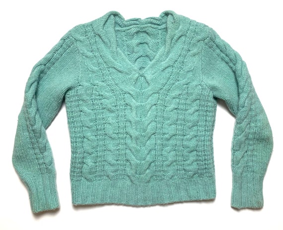 SparrowsAndWolves Vintage Women's Angora Rabbit Hair Sweater ~ Size S ~ Cable Knit ~ Pullover