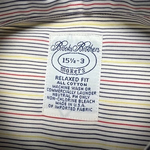 Vintage USA Made Brooks Brothers Makers Button-Down Oxford Shirt 15 1/2 3 100% Cotton Striped image 4