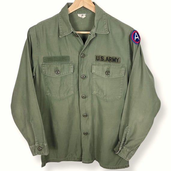 【名作】60s US.Army OG107 Shirt 3rd 15½X33 Vintage 1960s OG-107 US Army Utility Shirt ~ Fits M