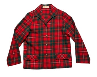 Vintage 1960s Women's PENDLETON Wool Flannel Jacket ~ Blazer / 49er ~ Tartan Plaid ~ Rockabilly ~ Ivy Style / Preppy