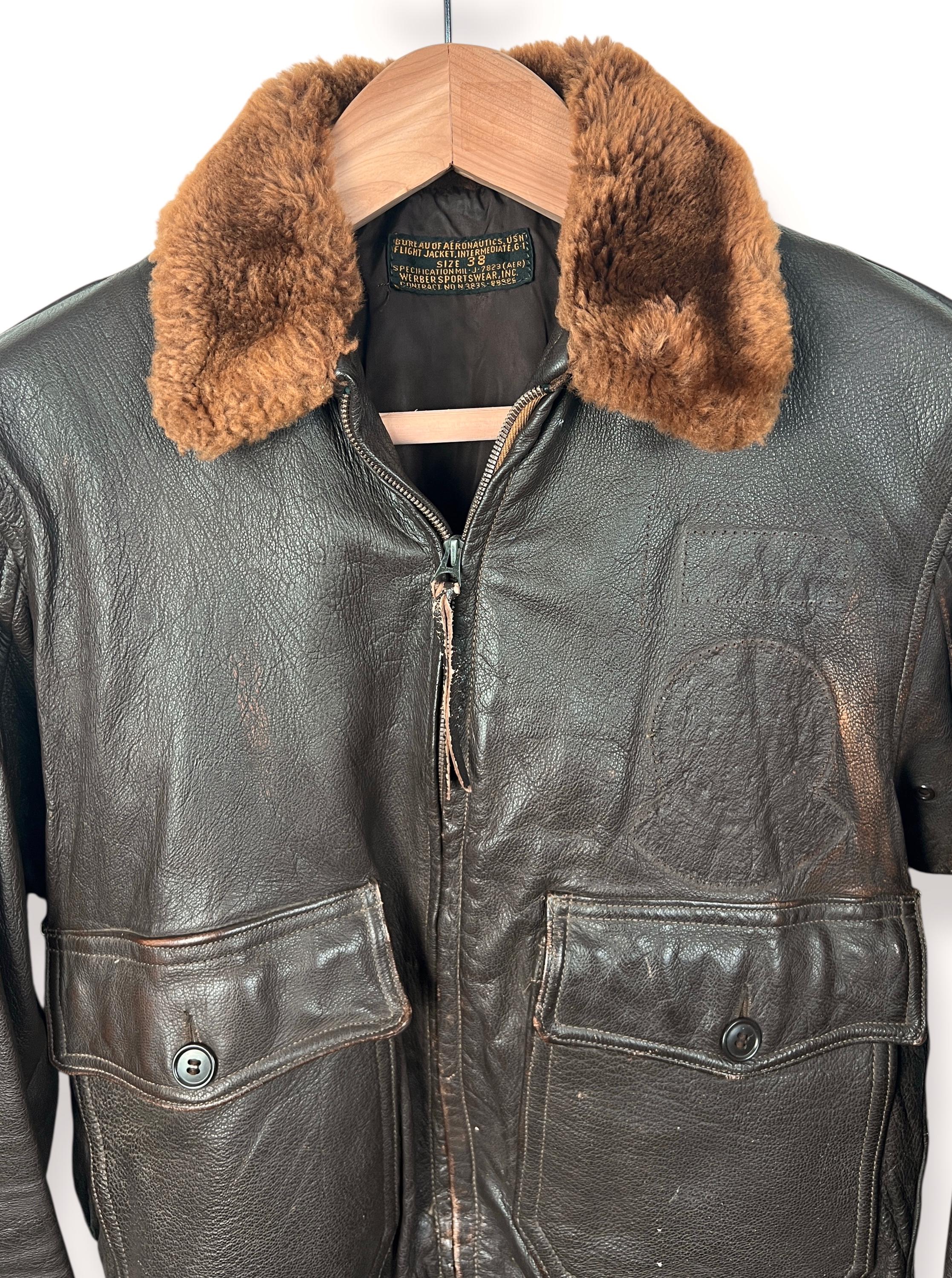50s USN G1ジャケットサイズ38 Vintage 1950s US NAVY G-1 Leather Flight Jacket ~ Size 38 ~ Bomber