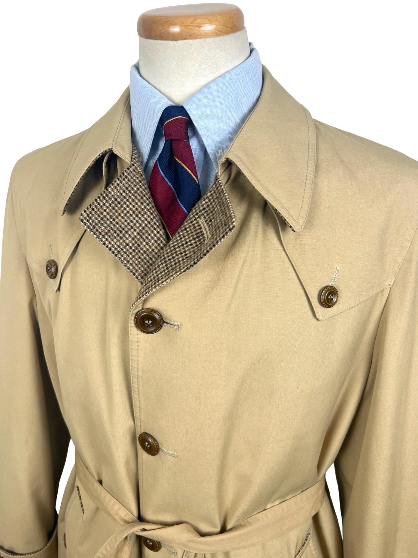 Vintage 1970s/1980s CHRISTIAN DIOR Wool Tweed Lined Belted Trench 