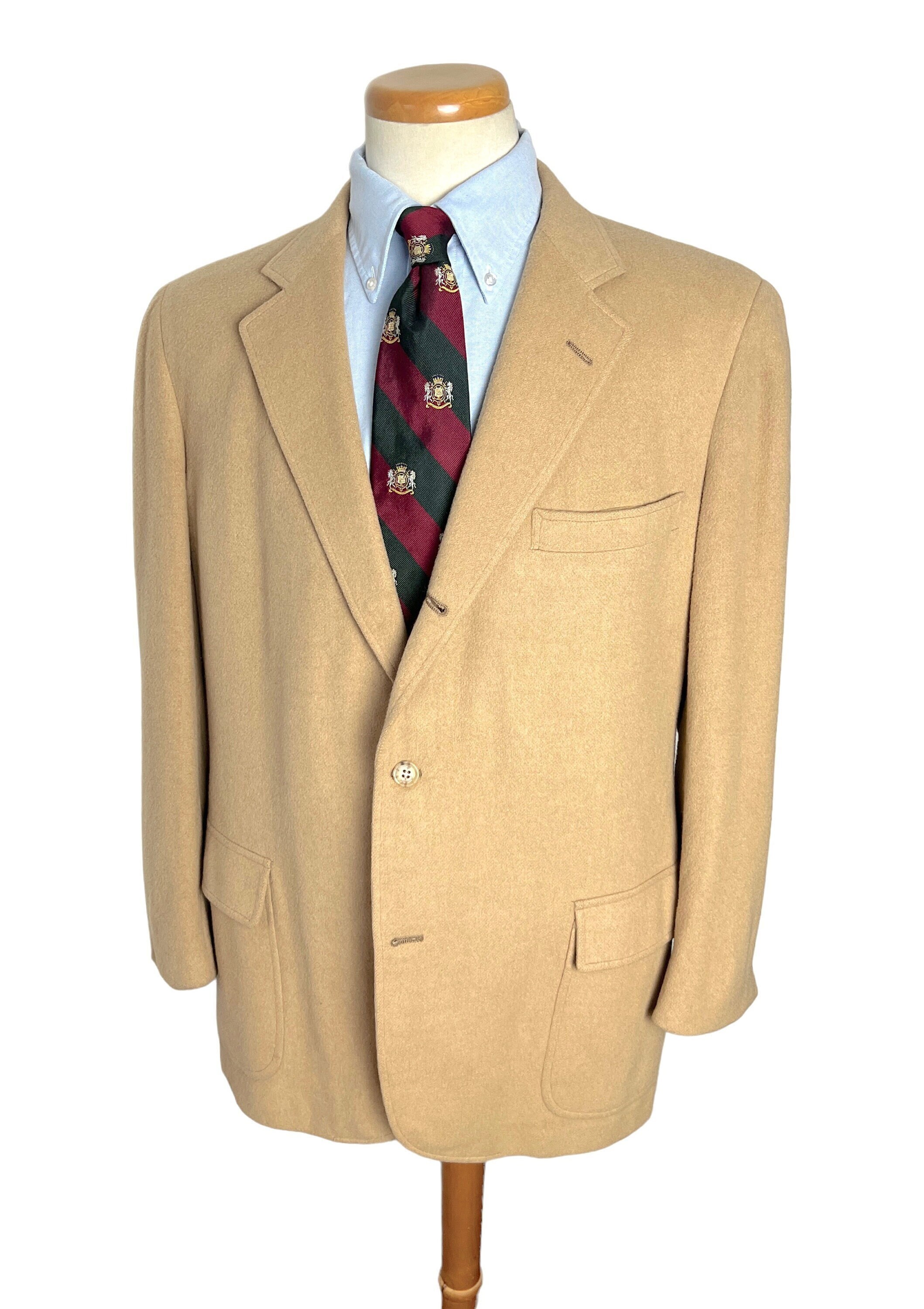 ★ ★ Unisex Camel Washed Cotton Twill Embro Buck Vintage BROOKS BROTHERS Camel Hair Sack Jacket ~ Size 44 ~ 3