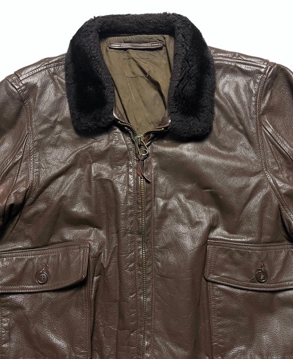 Vintage US NAVY G-1 Flight Jacket ~ Size 44 / Large ~ Bomber