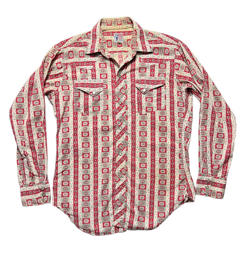 Vintage 1950s/1960s LEVI'S SADDLEMAN Sanforized Western Shirt size M Cowboy Rockabilly Snap Authentic Western Wear image 1