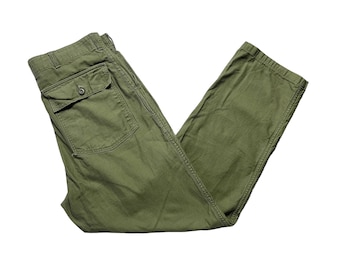 Vintage 1960s US Army OG-107 Cotton Field Trousers / Pants ~ measure 34 Waist ~ Vietnam War ~ Button-Fly ~