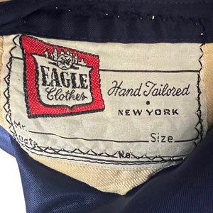 Vintage 1940s EAGLE CLOTHES Double-Breasted Wool 2pc Suit 42 Long jacket / pants Talon Zipper image 8