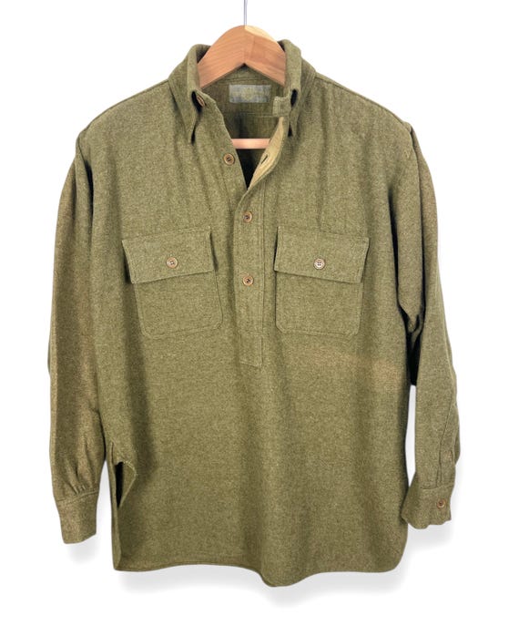 Vintage 1910s/1920s CONGRESS Wool Flannel Popover Work Shirt ~ M