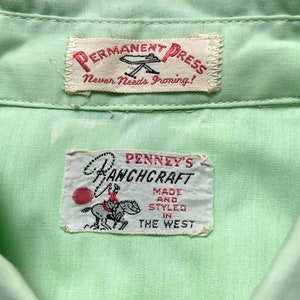 Vintage 1950s/1960s PENNEYS RANCHCRAFT Western Shirt men's XS / women's S to M Cowboy Rockabilly Sawtooth Pearl Snap Button image 3