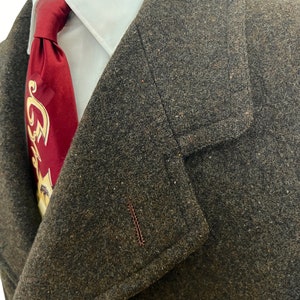 Vintage 1940s Wool TWEED Overcoat size 40 R Trench Coat image 3