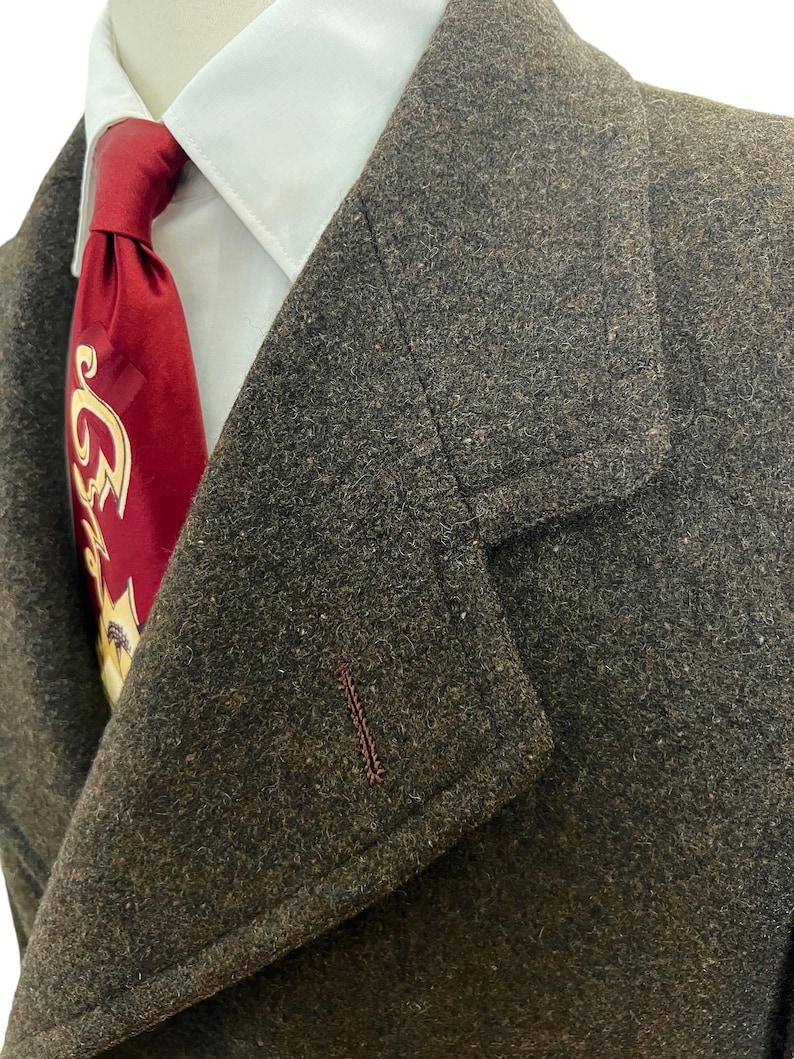 Vintage 1940s Wool TWEED Overcoat size 40 R Trench Coat image 3